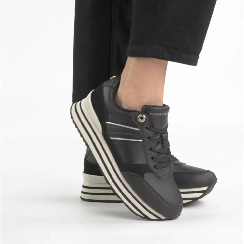 Tommy Hilfiger Platform Stripes Trainers Women's - BLK