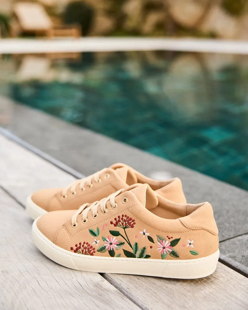 Virevolte Recycled Grain Leather Vegan Sneakers | Florescence Latte