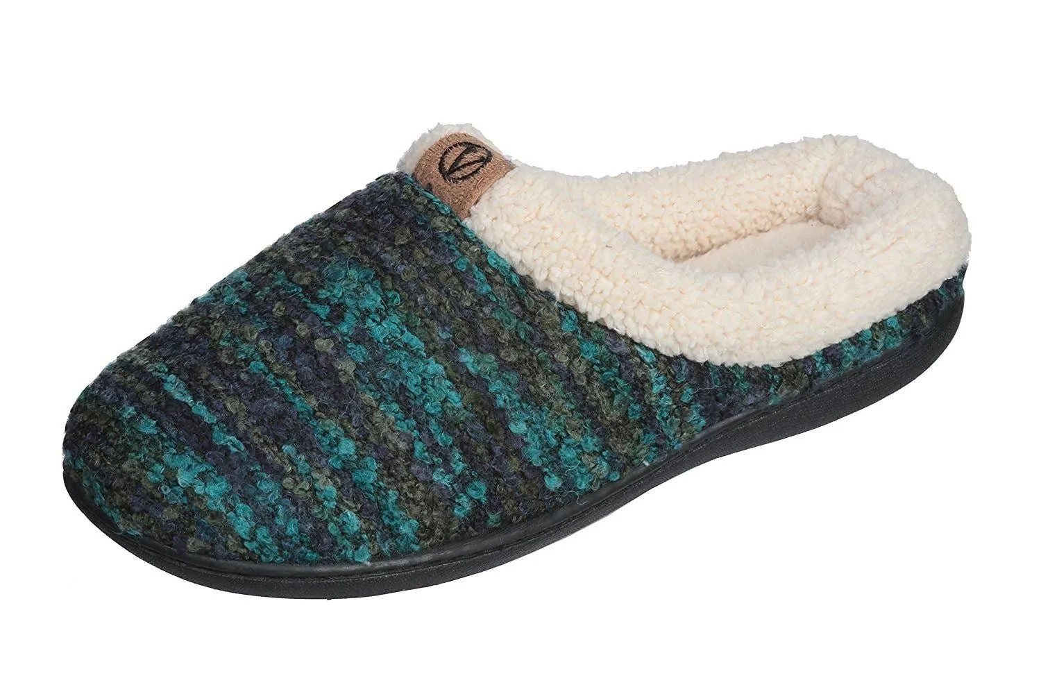 Women Lined Sweater Memory Slippers: Blue / 10.5-11.5